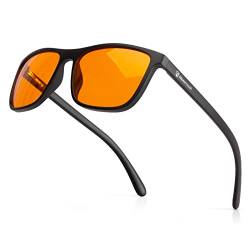 Bloomoak-99% Blaulicht-blockierende Brille-Gaming-Brille-blendfrei-Anti-Ermüdung-geeignet für Bildschirme, Spiele, Fernseher, Mobiltelefone (Bernstein - 99% - Schwarzer Rahmen) von Bloomoak
