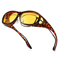 Bloomoak Night Driving Glasses Nachtsichtbrille passt über Brille – Wrap Around | HD polarisierter Blendschutz |UV400-Schutz| Unisex-Brille zum Fahren, Angeln, Outdoor-Sport von Bloomoak