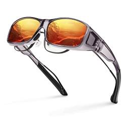 Bloomoak Passt über Brille, über verschreibungspflichtige Brille, 100% UV-Schutz, blendfreie Sonnenbrille, umlaufender TR90-Rahmen für Damen und Herren von Bloomoak