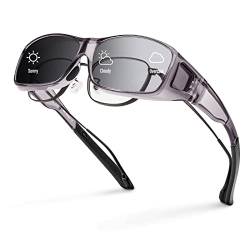 Bloomoak Passt über Brille, über verschreibungspflichtige Brille, 100% UV-Schutz, blendfreie Sonnenbrille, umwickelbar, TR90-Rahmen für Damen und Herren von Bloomoak