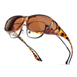 Bloomoak Polarisiert Sonnenbrille Überbrille für Brillenträger Herren Damen, Überziehbrille Unisex Brille mit UV400 Schutz, Fit-over Polbrille für Autofahren Angeln Golf (Braun) von Bloomoak