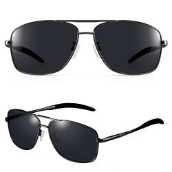 Bloomoak Polarisierte Sonnenbrille Herren Fahren Sonnenbrille 100% UV400 Schutz Polarisierte Outdoor-Sport-Sonnenbrille mit klassischen Al-Mg-Metallrahmen, grau, groß von Bloomoak