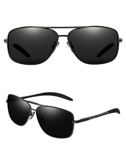 Bloomoak Polarisierte Sonnenbrille - Super dunkle Sonnenbrille Perfekt für empfindliche Augen Herren Sonnenbrille zum Fahren 100% UV400 Schutz Klassische Al-Mg Metallrahmen, Grau, Groß(Kategorie 4) von Bloomoak