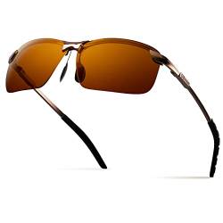 Bloomoak Polarisierte Sonnenbrille für Herren Metall Rechteckiger Rahmen Anti-Glare UV400 Schutz zum Fahren Angeln Golf von Bloomoak