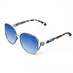 Bloomoak Polarisierte übergroße Sonnenbrille für Damen – stilvolle schicke Retro-Designer-Farbtöne – ultraleicht und UV400 Augenschutz, Elegante blaue Linse, 42 EU von Bloomoak