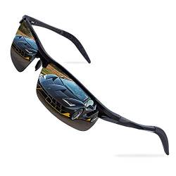 Bloomoak Polarized Driving Sonnenbrille Sport Sonnenbrille UV-Schutz Ultraleicht AL-MG Metallrahmen für Golf Angelsport von Bloomoak