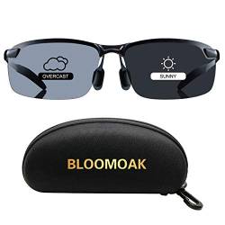 Bloomoak Sonnenbrille Fahren | Photochrome Polarisierte Sonnenbrille | Blendschutz Sonnenbrille Fahren | HD Halbrand | Polarisiert | Ultra Light Metall | Sonnenbrille Damen Männer (Sonnenbrille) von Bloomoak