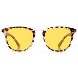 Bloomoak Trendige Nachtfahrbrille für Damen, polarisierte Nachtsichtbrille, blendfrei, UV-Schutz 400, Schildkrötenrahmen, Small von Bloomoak