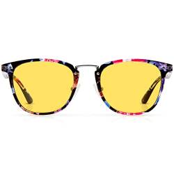 Bloomoak Trendige Nachtfahrbrille für Frauen/polarisierte Nachtsichtbrille/blendfrei/UV-400-Schutz.., Bilderrahmen mit Blumendruck, Small von Bloomoak