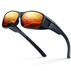 Bloomoak Überziehbrille, Überziehkorrekturbrille, 100 % UV-Schutz, entspiegelte Sonnebrille, umlaufend, TR90-Rahmen, für Damen und Herren, Rot verspiegelt, Medium von Bloomoak