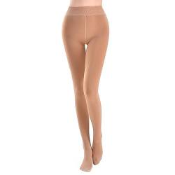 Blostirno Damen Fleece gefütterte Strumpfhose Thermo Strumpfhose Leggings, Kamelbraun, XS-S von Blostirno