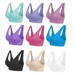 Blu Apparel Damen 3er-, 6er- oder 9er-Pack Nahtlose BHS, Nicht gepolsterter Komfort-BH für den Alltag, ohne Bügel oder BH-Top, Yoga-Gymnastik - Alle 9 Farben - L von Blu Apparel