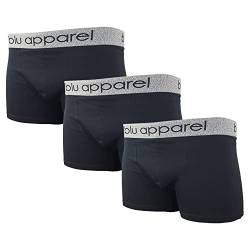 Herren 3er und 10er Pack Boxershorts Multipack Unterwäsche, 3 Stück schwarz, M von Blu Apparel