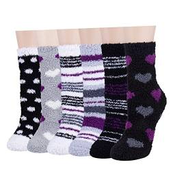 Blu Ninfee Kuschelsocken Damen Flauschige Kuschel Socken 6 Paar, Dicke Weiche Bettsocken Schlafsocken Mädchen, Warm Winter Flauschsocken Kuschelige Socken von Blu Ninfee