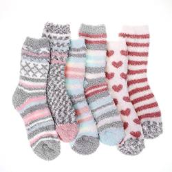 Blu Ninfee Kuschelsocken Damen Flauschige Kuschel Socken 6 Paar, Dicke Weiche Bettsocken Schlafsocken Mädchen, Warm Winter Flauschsocken Kuschelige Socken von Blu Ninfee