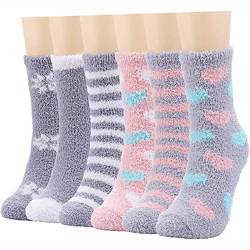 Blu Ninfee Kuschelsocken Damen Flauschige Kuschel Socken 6 Paar, Dicke Weiche Bettsocken Schlafsocken Mädchen, Warm Winter Flauschsocken Kuschelige Socken von Blu Ninfee