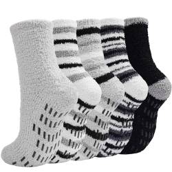 Blu Ninfee Kuschelsocken Wintersocken Herren, Haussocken Stoppersocken Herren 5Paar, Warme Flauschige Socken Damen, Antirutschsocken Bettsocken für Männer Weihnachten von Blu Ninfee