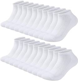 Blu Ninfee Sneaker Socken Herren Damen, 10 Paar Atmungsaktive Sportsocken Sneakersocken Damen Herrensocken Kurze Socken für Männer, Baumwollsocken Laufsocken Unisex, 10 Weiß, 35-38 von Blu Ninfee