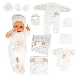 Blue Eyes Neugeborenen Baby Krankenhaus Geschenk Set 100% natürliche Baumwolle Erstausstattung Erstlingsausstattung Ausstattung Unisex Kleidung Geschenkset für Babys 0-4 Monate 10 teilig (Lamm-10) von Blue Eyes