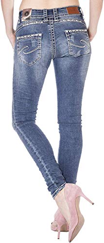 Blue Monkey Damen Skinny Jeans mit Strass Stacy-3787 (Blau, W25/L34) von Blue Monkey