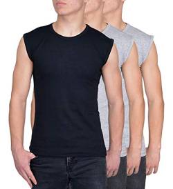 Blue Ness 3er Pack Herren T-Shirt Ärmellos - Herren Muskelshirt - Multipack Unterhemd Shirt für Fitness oder Freizeit - Herren Tank Shirt - Farbe 2xG/1xS-L von Blue Ness