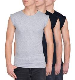 Blue Ness 3er Pack Herren T-Shirt Ärmellos - Herren Muskelshirt - Multipack Unterhemd Shirt für Fitness oder Freizeit - Herren Tank Shirt - Farbe 2xS/1xG-XL von Blue Ness