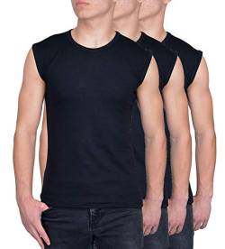 Blue Ness 3er Pack Herren T-Shirt Ärmellos - Herren Muskelshirt - Multipack Unterhemd Shirt für Fitness oder Freizeit - Herren Tank Shirt - Farbe Schwarz Größe L von Blue Ness