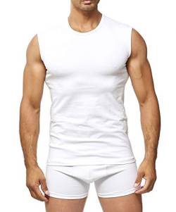 Blue Ness Herren Armloss Sport T-Shirt, feingeripptes Muskelshirt aus 90% Baumwolle, 10% Elasthan (Weiss, L) von Blue Ness