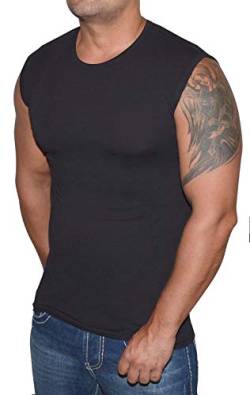 Blue Ness Herren T-Shirt Ärmellos - Fitness Muskelshirt in Schwarz Größe M von Blue Ness