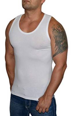 Blue Ness Herren Tank Top Achselshirt Fitness Stringer Unterhemd Bodybuilding Muskelshirt - Weiß Größe L von Blue Ness
