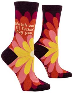 BlueQ Crew Socken "Watch Out, I'll Fucking Hug You" von Blue Q