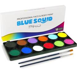 Kinderschminke Set Face Paint von Blue Squid PRO 12x10g Klassische Professionelle Schminkfarbe und Bodypaint, Profischmink-Palette, Fasching, Halloween, Erwachsene & Kinder, Sicheres Schminkfarbe von Blue Squid