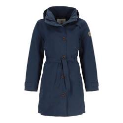 Blue Wave Damen Funktionsmantel Funktions-Trenchcoat Jennifer - Unifarbene Regenjacke mit Dekorknöpfen in Blau Größe 54 von Blue Wave