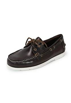 BluePort Unisex Segelschuhe Vermont weiße Sohle Mokassin, Farbe:Dunkelbraun, Größe:43 EU von BluePort