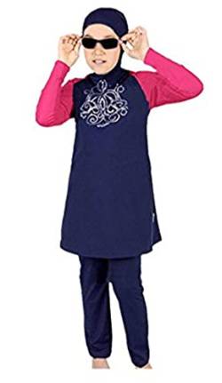 Full Cover Badeanzüge für Mädchen Kinder islamische Bademode muslimische Badeanzug Burkini Badekostüm(XXL,Y8) von BlueSnow