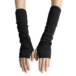 Bluelans® Armstulpen Pulswärmer lange fingerlos Handschuhe Damenhandschuhe Winterhandschuhe Fäustlinge Fausthandschuhe (Schwarz) von Bluelans