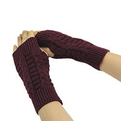 Bluelans® Strick Armstulpen Pulswärmer fingerlos Handschuhe Damenhandschuhe Winterhandschuhe Fäustlinge Fausthandschuhe (Claret) von Bluelans