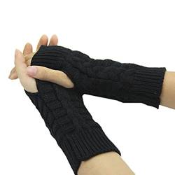 Bluelans® Strick Armstulpen Pulswärmer fingerlos Handschuhe Damenhandschuhe Winterhandschuhe Fäustlinge Fausthandschuhe (Schwarz) von Bluelans