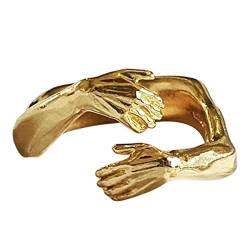 Umarmungsring,Hug Ring,925 Sterling Silber Geben Sie Mir eine Umarmung Hand offene Fingerringe für Männer, Frauen, Mädchen, Geschenk Gold von Bluelanss