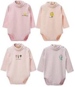 "Blueleyu "Baby - Mädchen Baby-Body mit langen Ärmeln Rollkragen 100 % Baumwolle 4er-Pack Gr. 6-9 Monate 4 Stück ( rosa Series) von Blueleyu