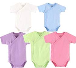 Blueleyu Baby-Strampler, kurzärmelig, Baumwolle, Unisex, Strickjacke, Einteiler für Kleinkinder, 5er-Pack, 0 Monat von Blueleyu