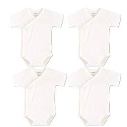 Blueleyu Unisex Baby Body Kurzarm Onsies Baumwolle Baby Body Pack Cardigan Onsies Säuglinge Gr. 68, 4 Stück, weiß, 6M von Blueleyu