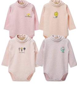 Blueleyu Unisex Baby Langarm Rollkragen Onsies Baumwolle Baby Thermobody Pack Cardigan Onsies Säuglinge, 4 Stück (Pink Series), 6-9 Monate von Blueleyu