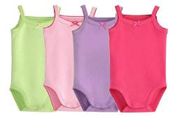 Unisex-Jumpsuit für Baby, Ärmellos, Baumwolle, Babybody, 4er Pack, Strick-Body für Kleinkinder Gr. 3-6 Monate, violett/rot/grün/rosa von Blueleyu
