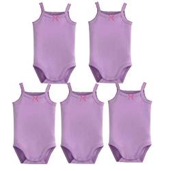 Unisex-Jumpsuit für Baby, Ärmellos, Baumwolle, Babybody, 4er Pack, Strick-Body für Kleinkinder Gr. 9-12 Monate, 5 Teile Violett von Blueleyu