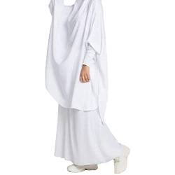 Bluelucon Abaya Muslim Damen Hijab Kleid Burka Abaya Set Lang Elegant Dubai Kaftan Kleid Für Ramadan Muslimische Geschenke Für Frauen Weiß Einheitsgröße von Bluelucon