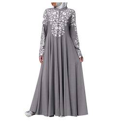 Bluelucon Arabische Kleidung Damen Burka Ganzkörper Damen Long Sleeve Islamic Prayer Dress Ramadan Kleider Damen Mit Voller Länge Hijab Kleid Grey L von Bluelucon