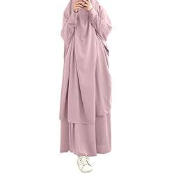 Bluelucon Arabische Kleidung Damen Burka Ganzkörper Damen Namaz Elbisesi Kadin Dubai Kaftan Kleid Für Ramadan Muslimische Geschenke Für Frauen Rosa Einheitsgröße von Bluelucon