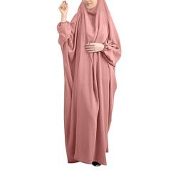 Bluelucon Arabische Kleidung Damen Hijab Kleid Burka Abayas Für Damen Türkisch Muslimische Lang Kleider Set Beten Kleidung Für Frauen Muslim 0620B-Rosa Einheitsgröße von Bluelucon