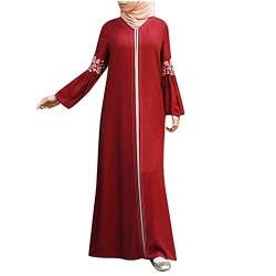 Bluelucon Arabische Kleidung Damen Islamischer Naher Osten Dubai Türkei Maxi Ferace Giyim Muslim Prayer Set Islam Women Muslimische Geschenke Für Frauen Rot M von Bluelucon